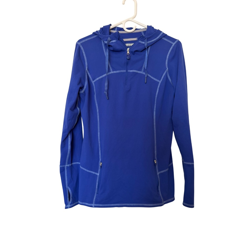 Kirkland Signature Blue Quarter Zip Hoodie Athletic Stretch Thumbhole Large